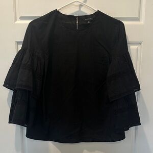 Who What Wear Elegant Black Bell Sleeve Blouse